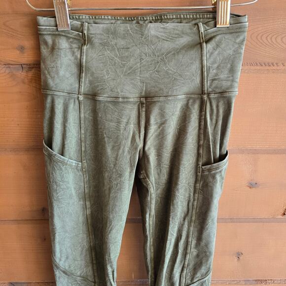 Lululemon Fast & Free High Rise Tight 25" Ice Dye Wash Moss Green 2 Nulux W5CTRS - Picture 5 of 7